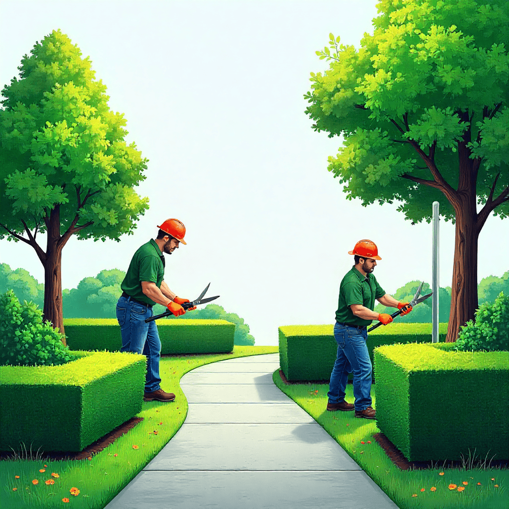 Precisely trimmed hedge surrounding a garden